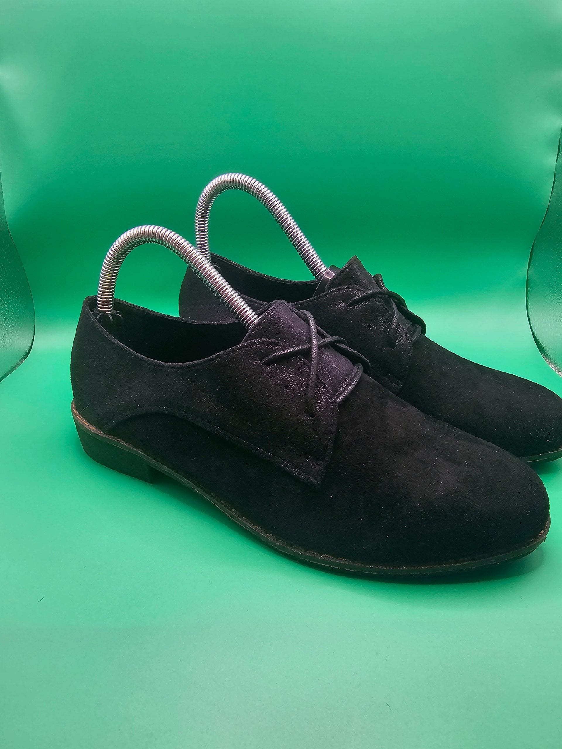 Nio Nio Black Suede Derby Shoes UK Size 5 Womans Lace Smart