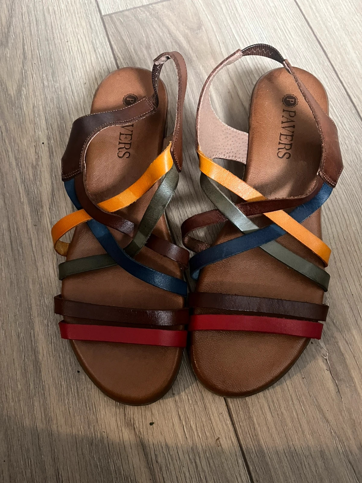 Pavers Women's Multi Colour Leather Sandals UK 6.5 Summer Beach