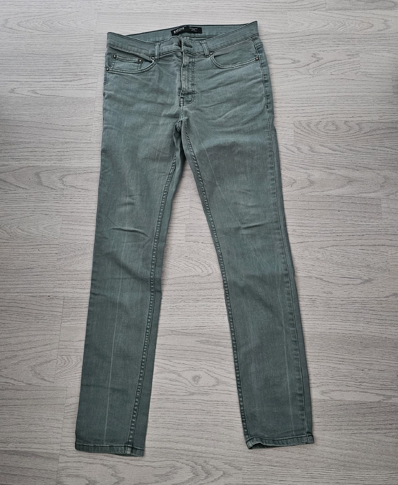 Burtons menswear trousers size 32R x 30 leg Green skinny stretch