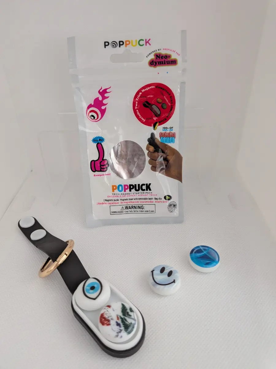 Pop Puck Fidget Toy Sensory Adult flip trick magnet Black