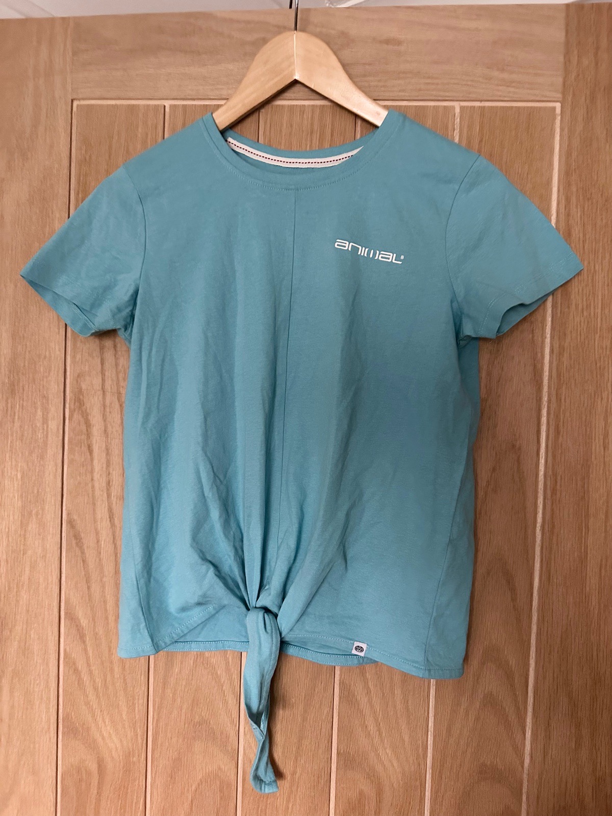 Animal Women’s Tie Front T-Shirt – Turquoise – UK 8