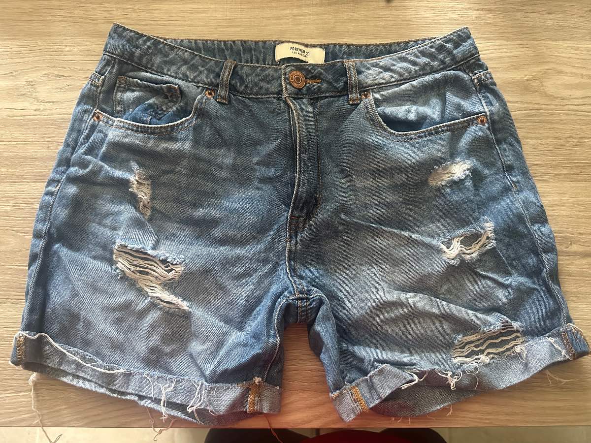 Forever 21 Ripped Denim Shorts UK 10 / EU 38 Blue Distressed