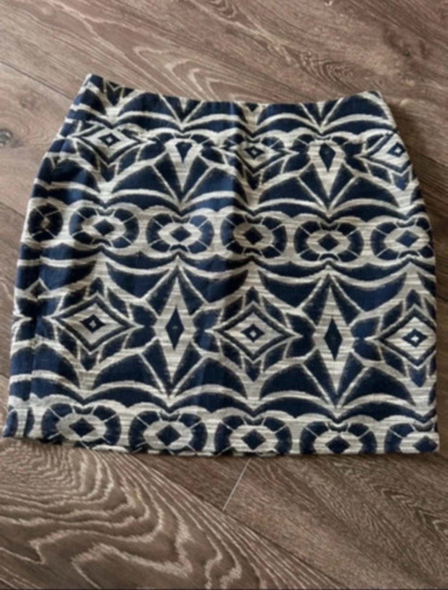 Monsoon Navy & Cream Patterned Mini Skirt UK