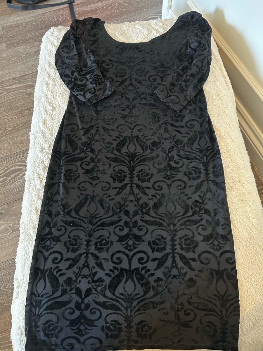 Blue Vanilla Black Velvet Bodycon Dress Size L
