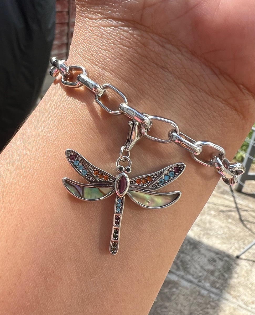 925 silver dragonfly charm chain bracelet 18cm