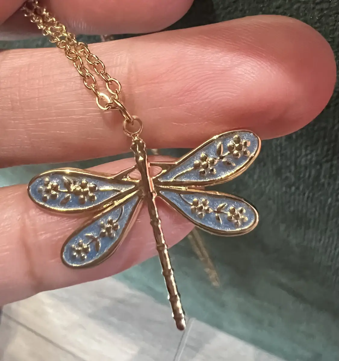 Stainless steel dragonfly necklace 45cm in gold color