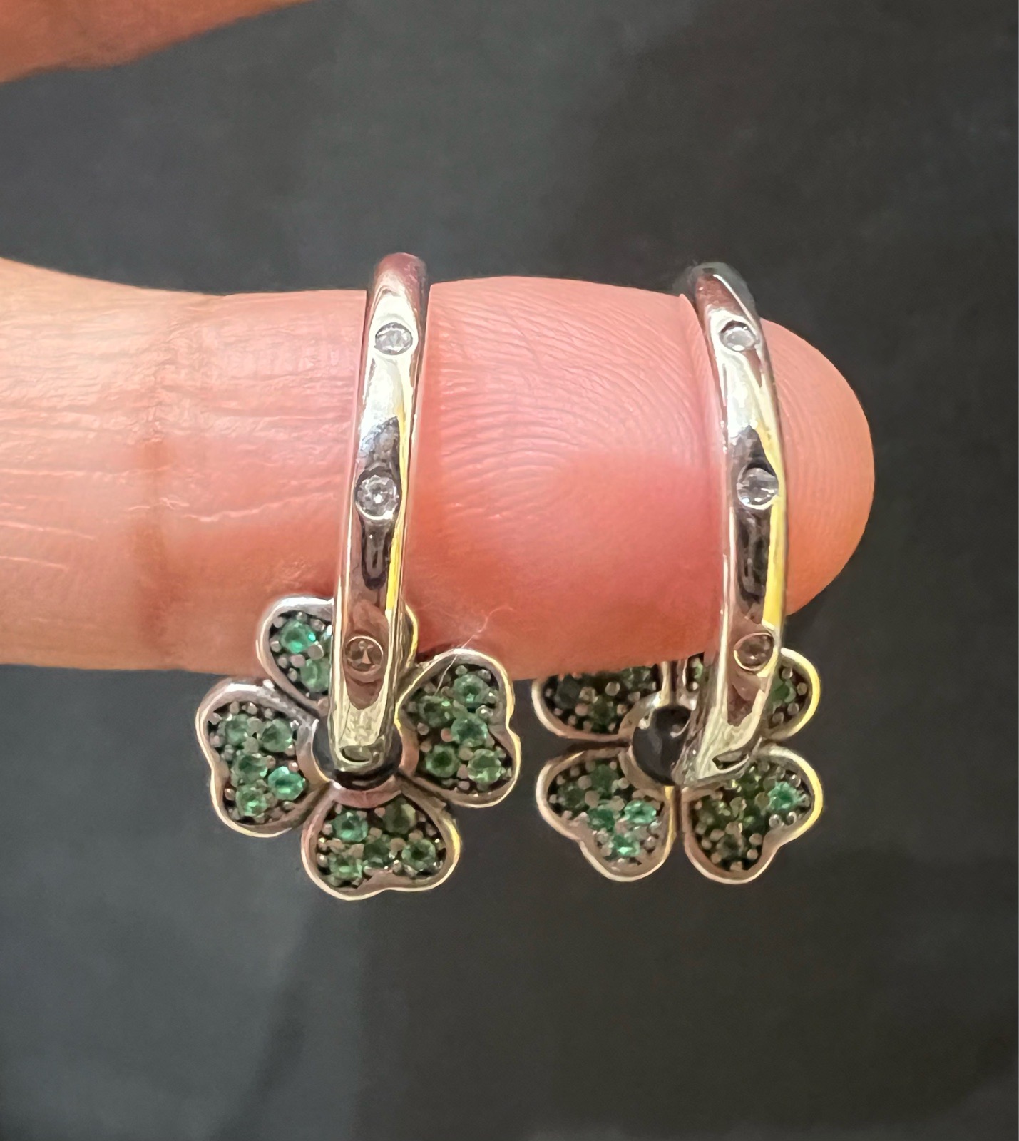 925 silver clover hoop earrings