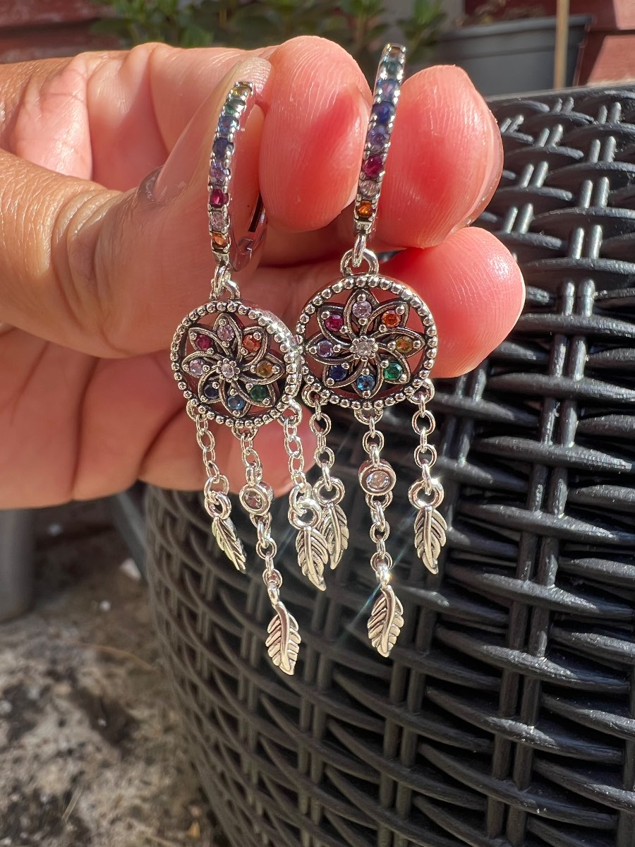925 silver dreamcatcher hoop earrings