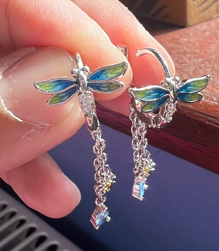 Dragonfly silver earrings