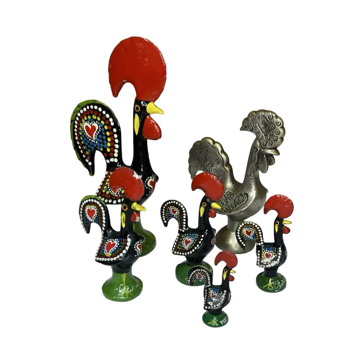 Vintage Galo de Barcelos Rooster Figurines Job Lot 6 Portuguese Folk Art