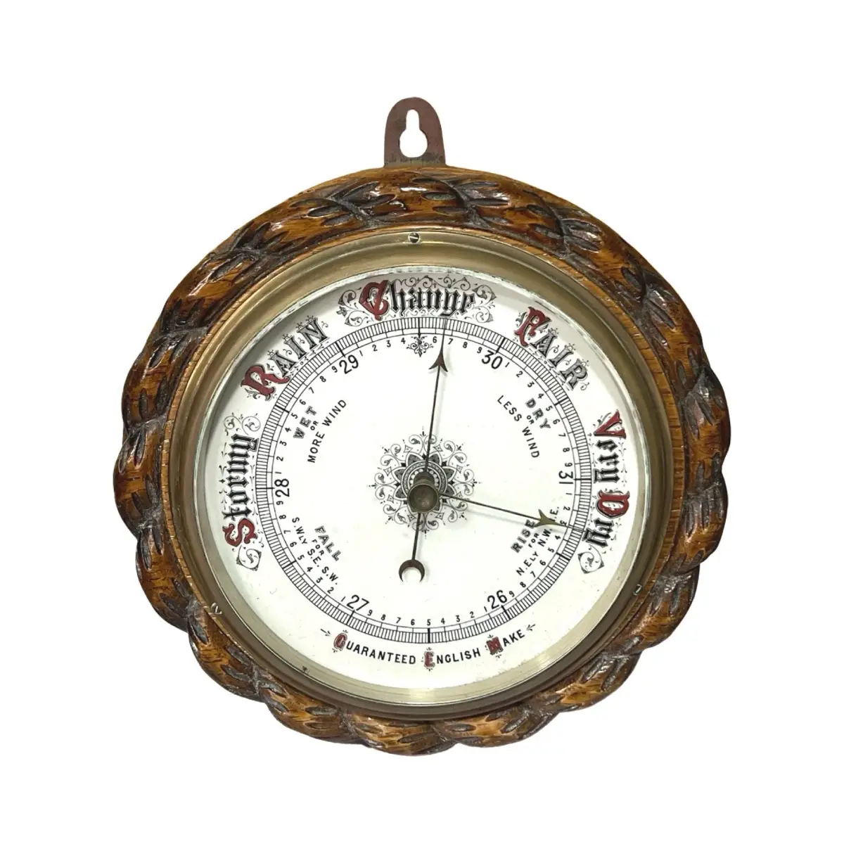 Antique English Oak Aneroid Wall Barometer Guaranteed English Make c1900