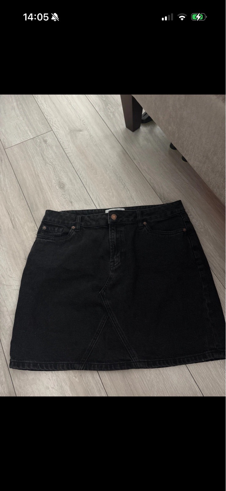 Black denim skirt