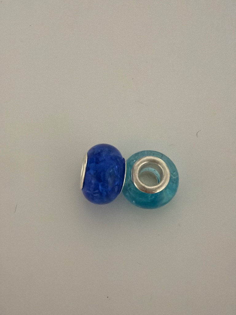 silver and blue beads pandora charms