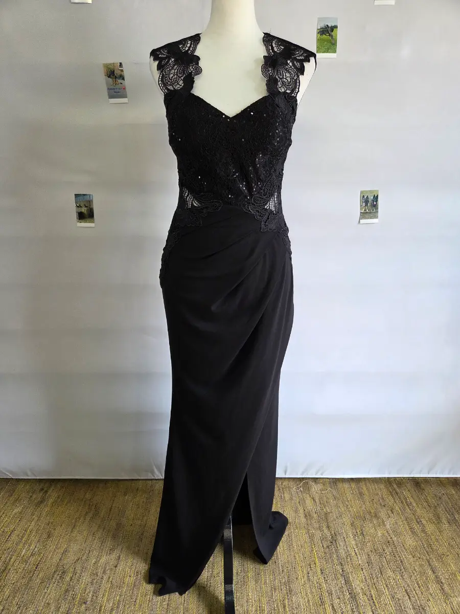 BNWT Lipsy London Love Michelle Keegan Black Lace Sequin Maxi Evening Dress UK 10