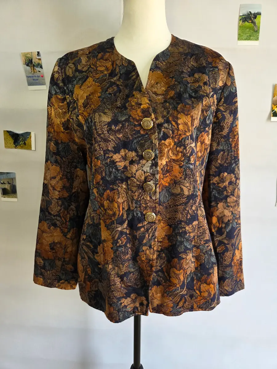 Eastex Heirloom Collection Floral Tapestry Jacket UK 12 Vintage Made in Great Britain