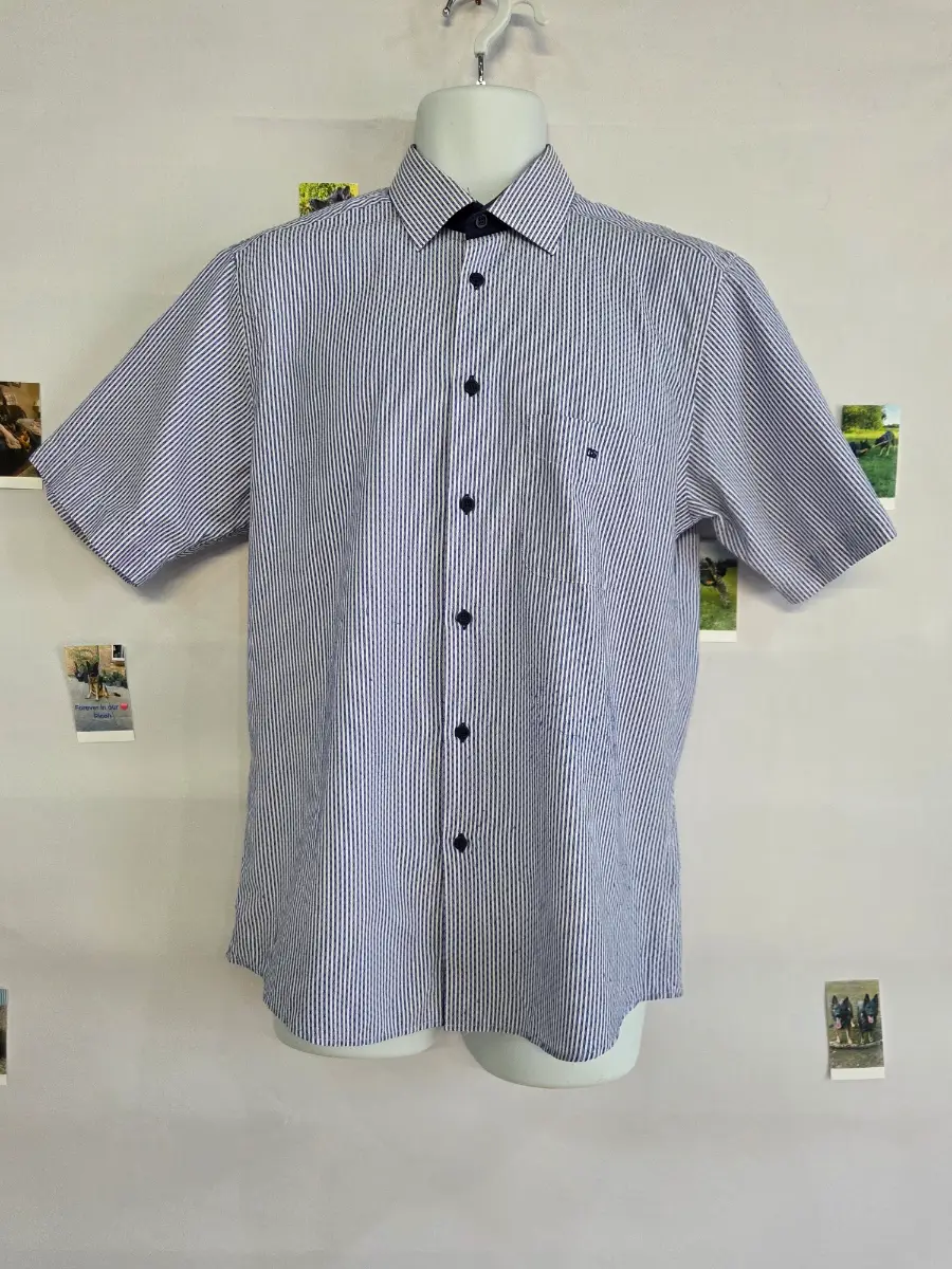 Daniel Grahame Drifter Men's Blue & White Striped Short Sleeve Shirt Size M