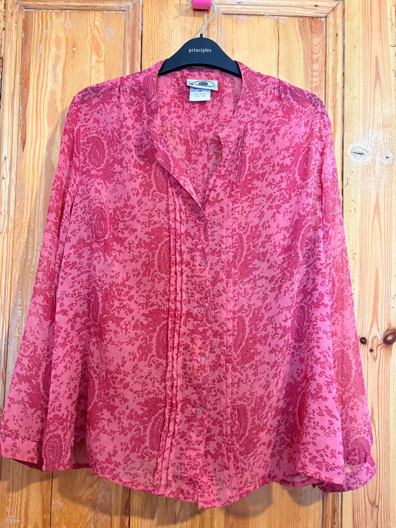 Pink paisley print chiffon blouse size 18