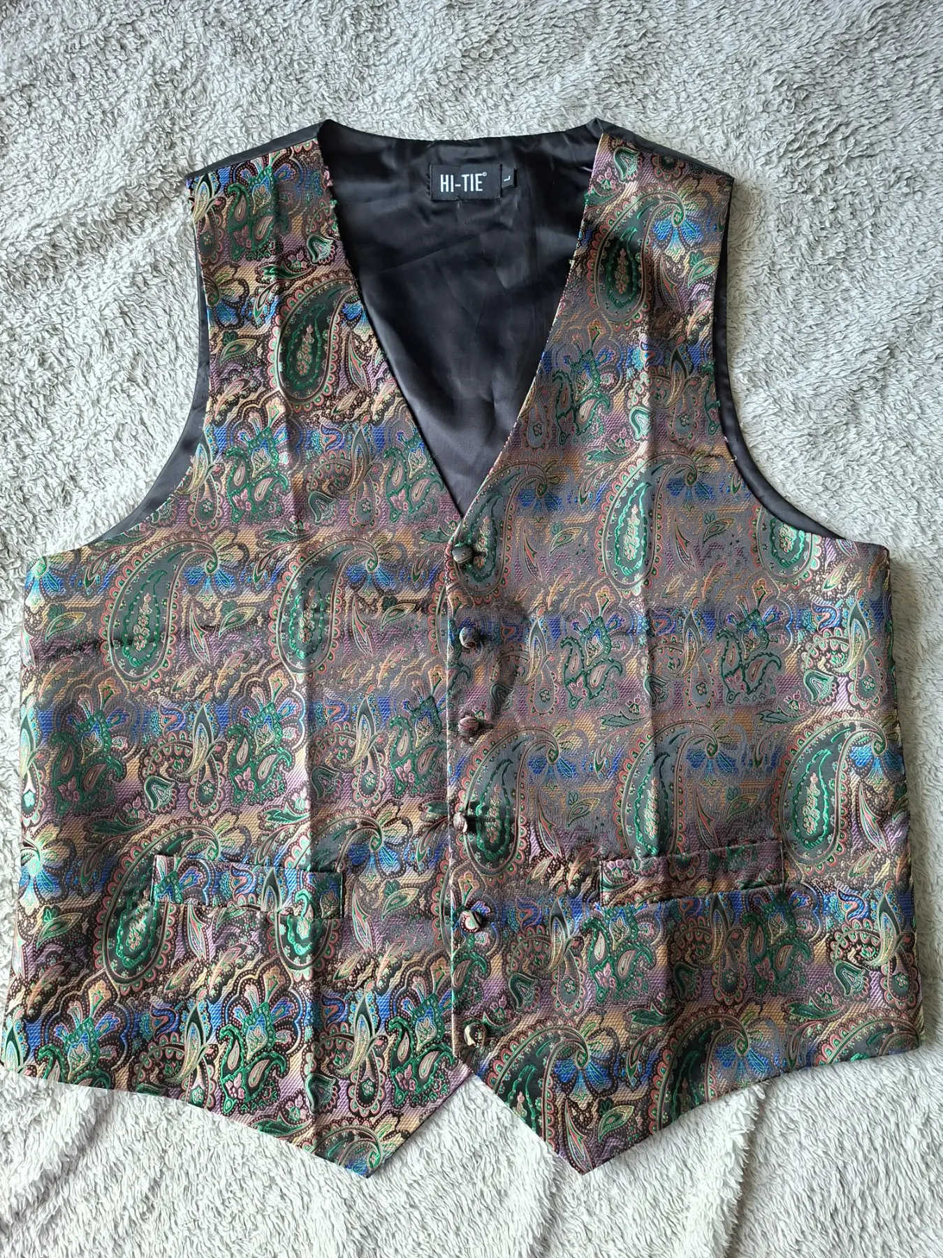 HI-TIE 100% Silk Paisley Waistcoat - Mens Size Large
