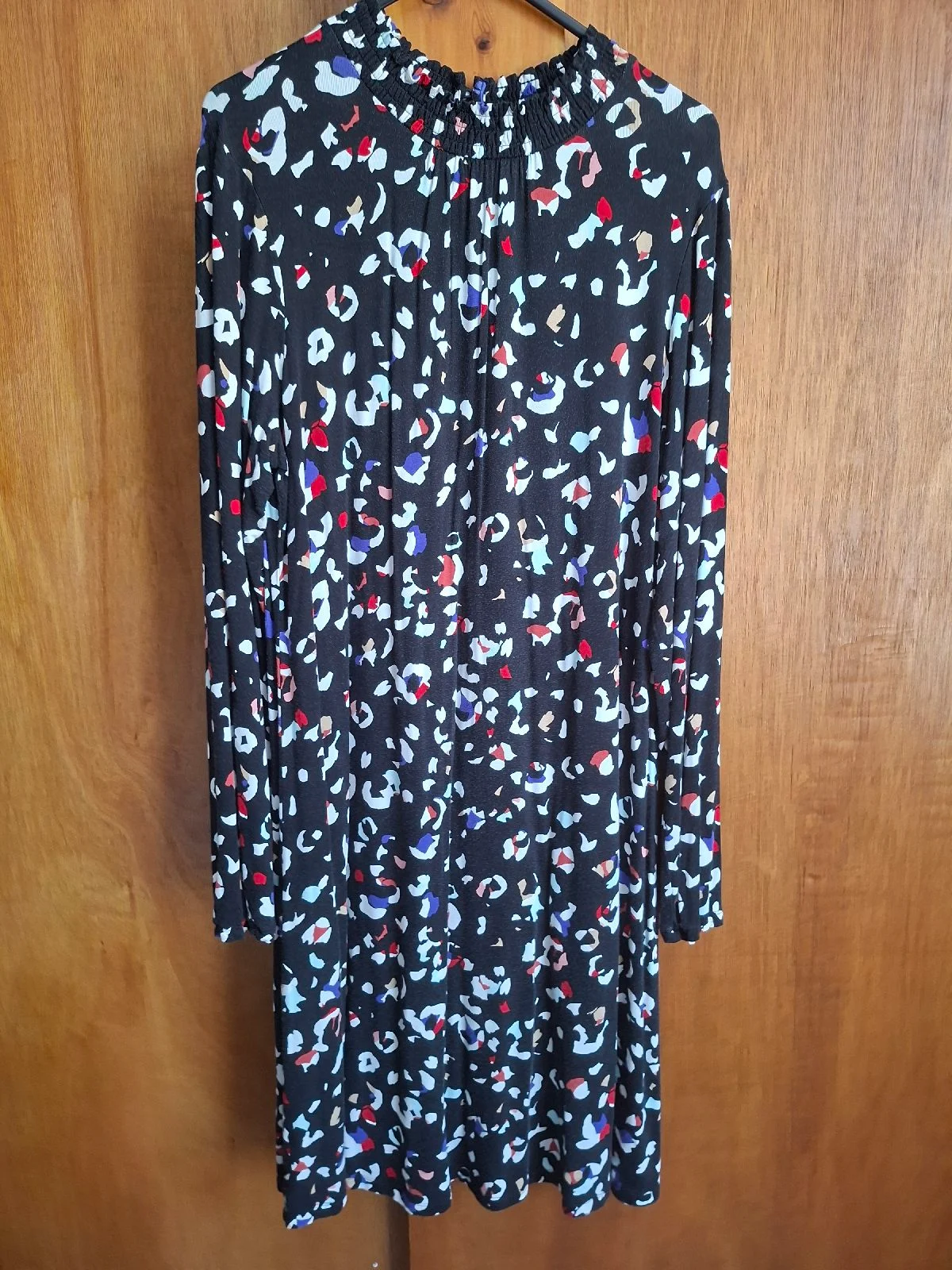 M&S Collection High Neck Animal Print Jersey Dress Size 12 UK