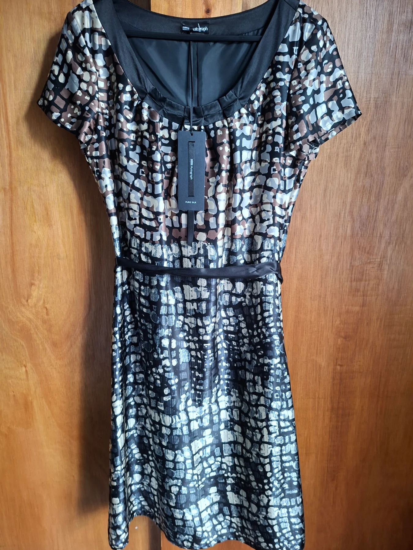 M&S Autograph 100% Pure Silk Patterned Shift Dress - UK 8 (BNWT)