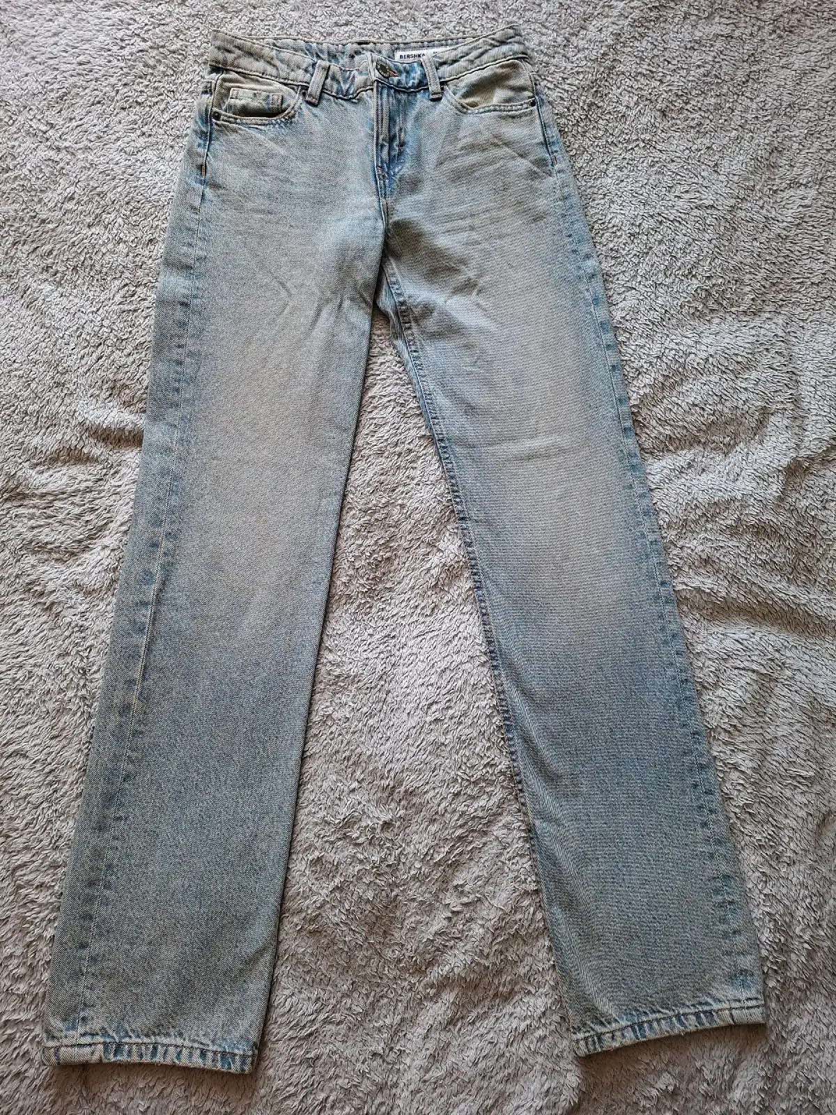 Bershka Light Blue High Waisted Straight Leg Jeans EUR 34 / UK 6