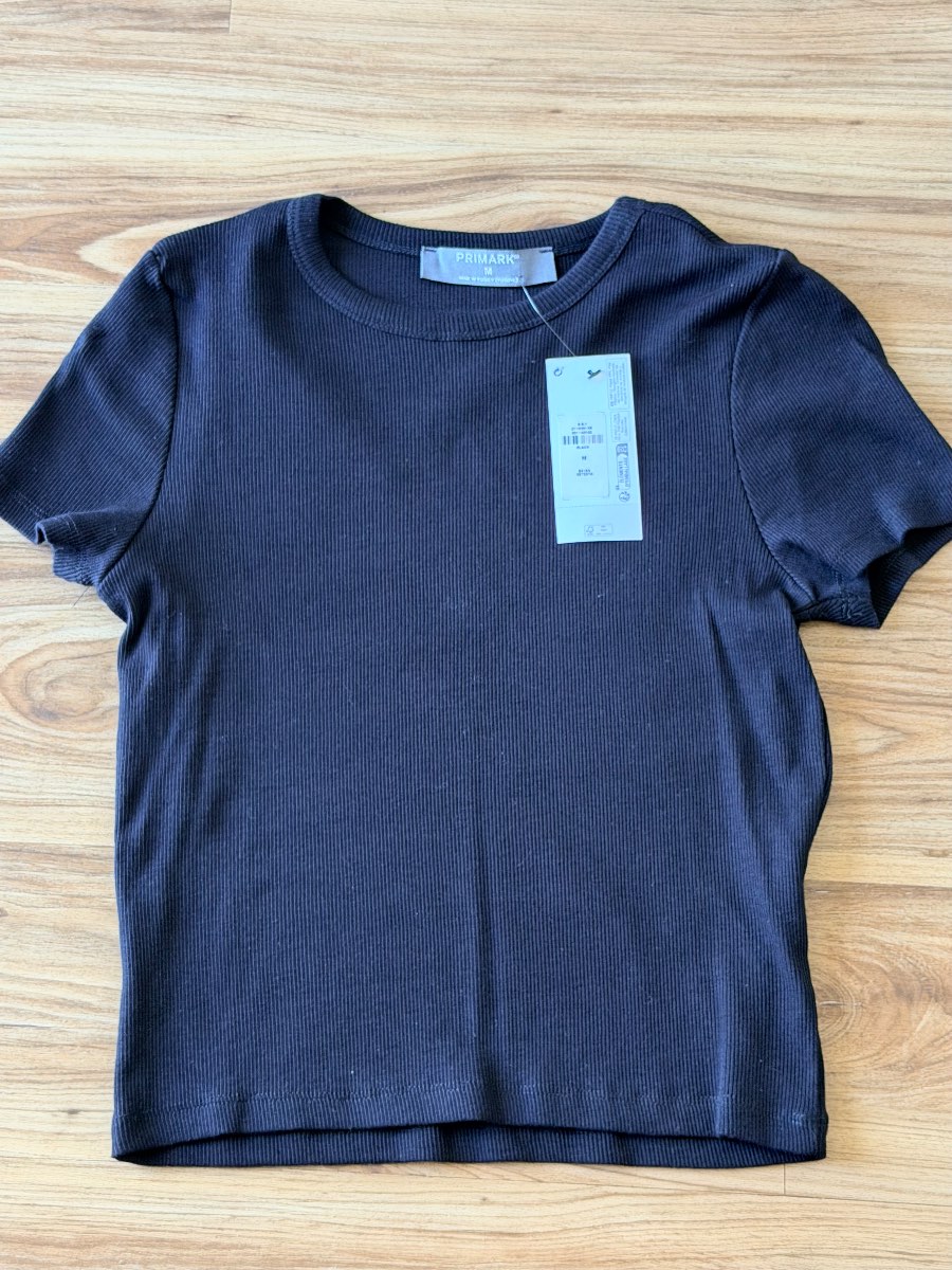Size M Black Ribbed T-Shirt.  BNWT