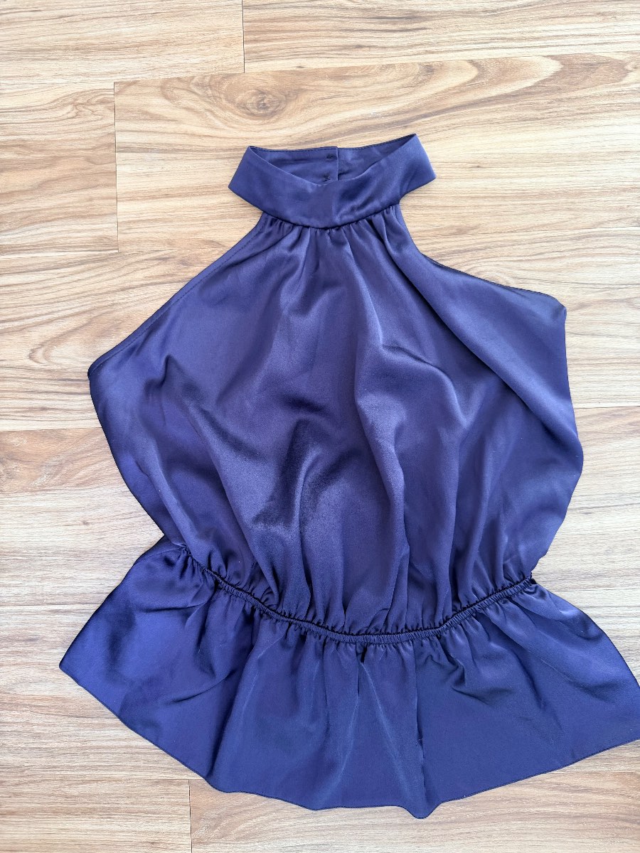 Asos Size 8 Navy Silky Halter Top. NWOT