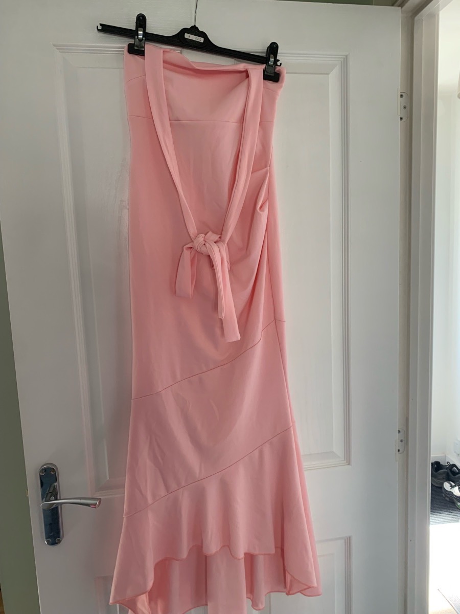 Pink halter neck bridesmaid dress