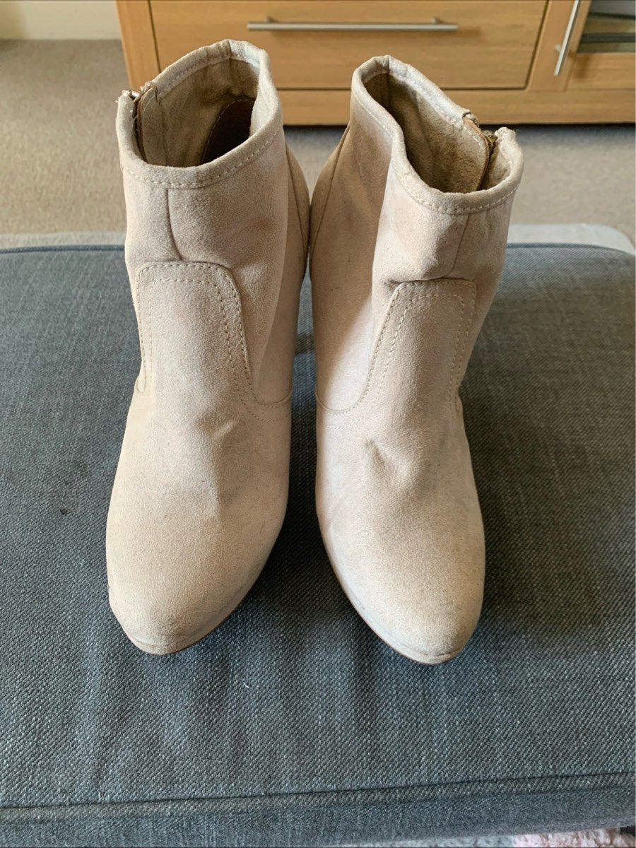 Cream ankle boots