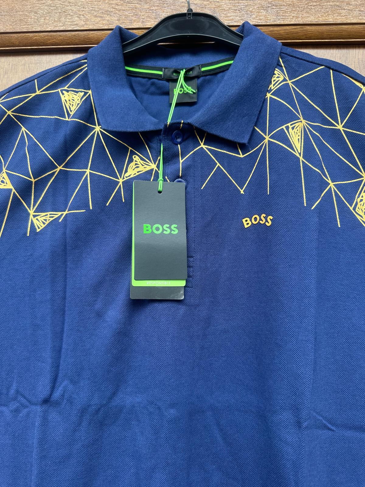 Hugo Boss Men’s Blue Polo Shirt – Geometric Pattern