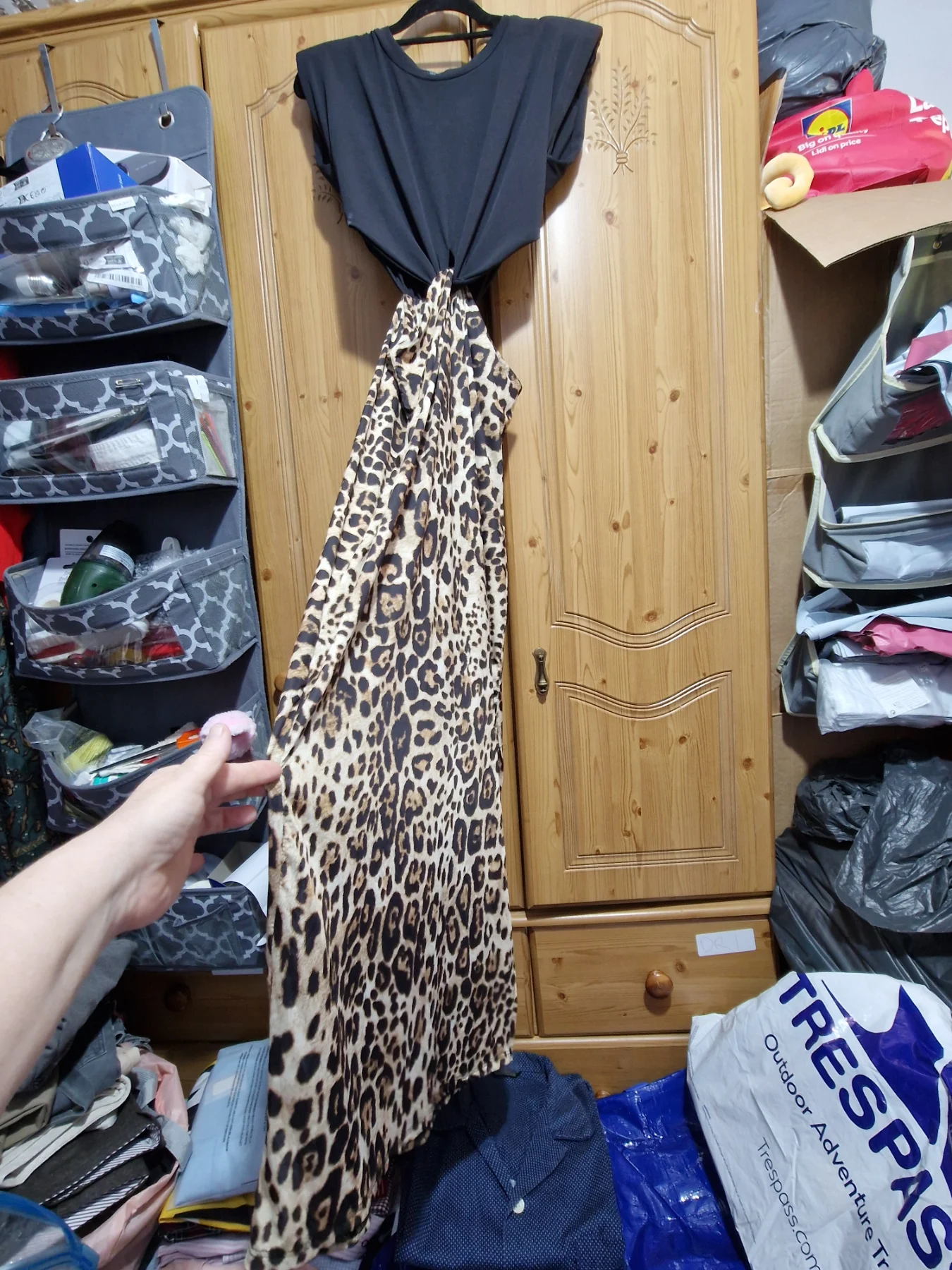 Copperose Paris Black & Leopard Print Maxi Dress