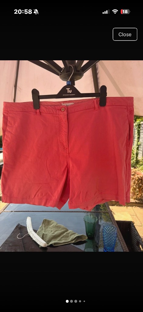 Coral red joules cotton mix shorts six 18