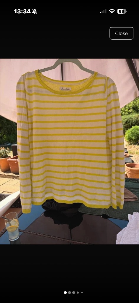 Seasalt Cornwall lime yellow striped light top