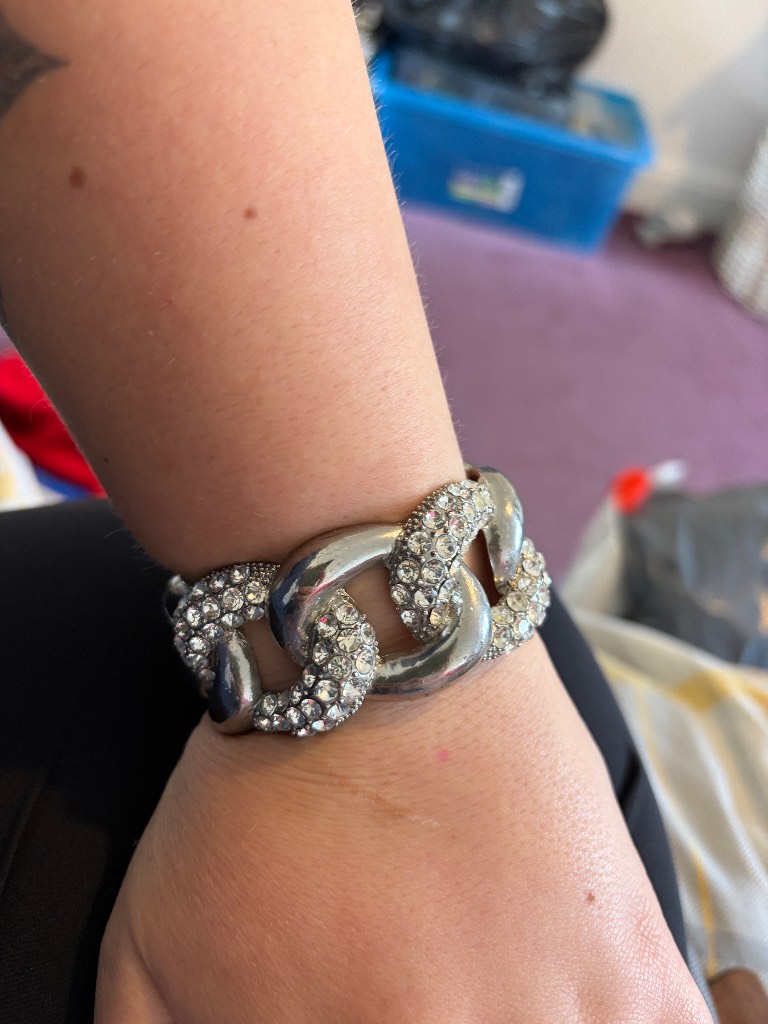 Vintage chunky silver chain bracelet bangle
