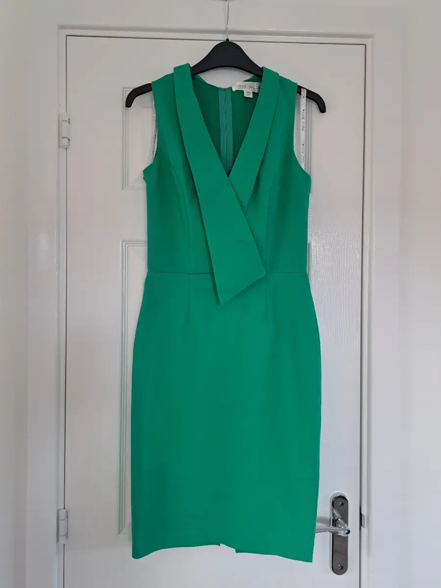 Paper Dolls Emerald Green Minimalist Pencil Dress UK 8 Sleeveless Occasion