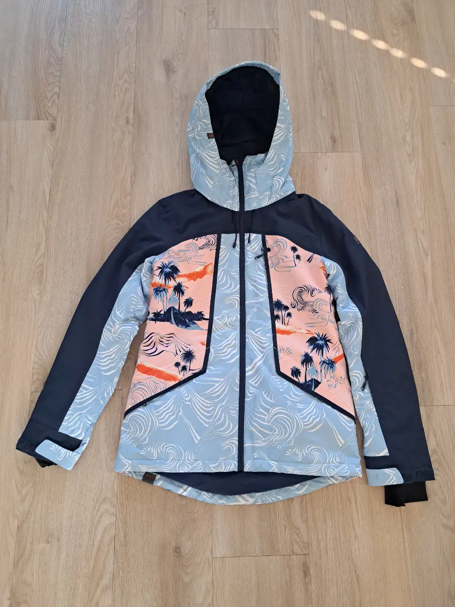 Roxy DryFlight 15K Ski Snowboard Jacket XS Blue Pink Hooded Waterproof Women