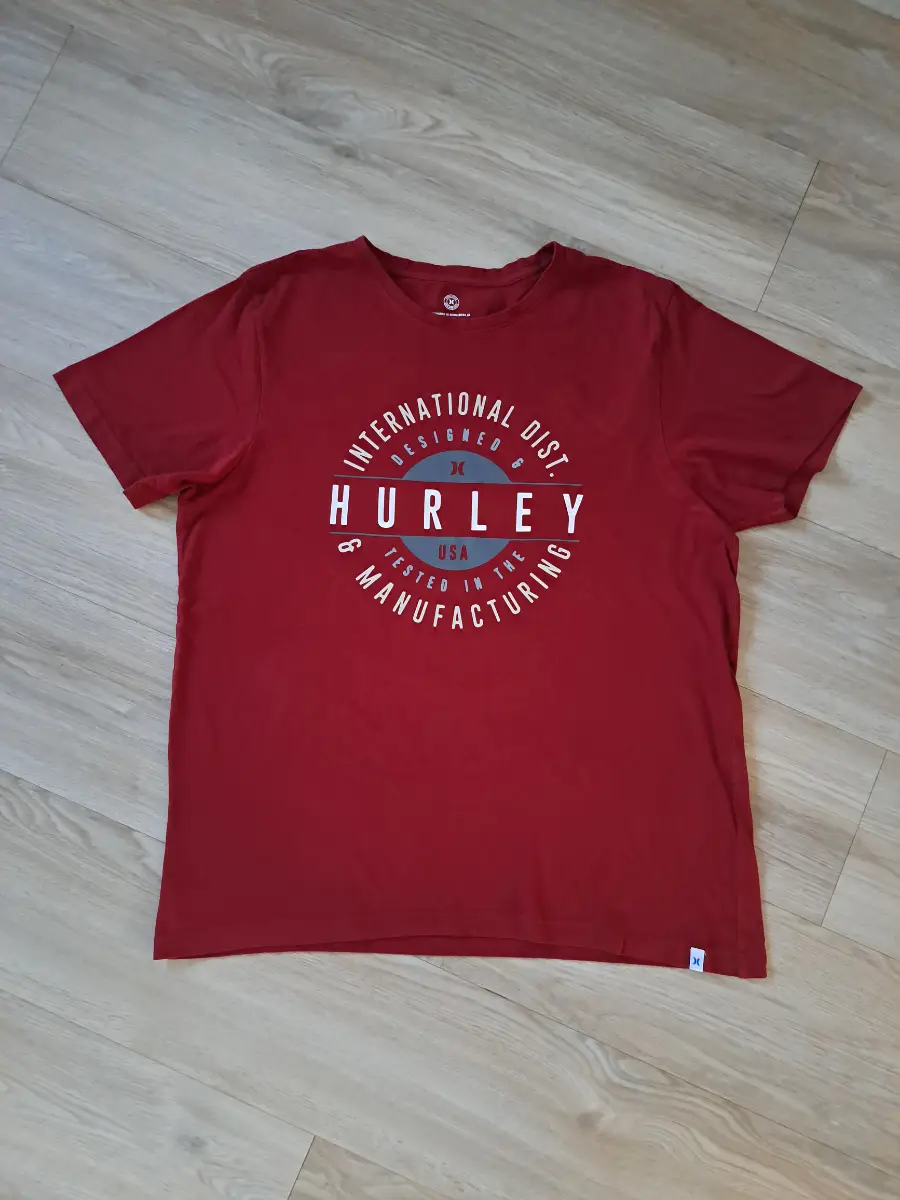 Hurley Men's Burgundy Graphic T-Shirt Size XXL Short Sleeve Casual Logo Tee