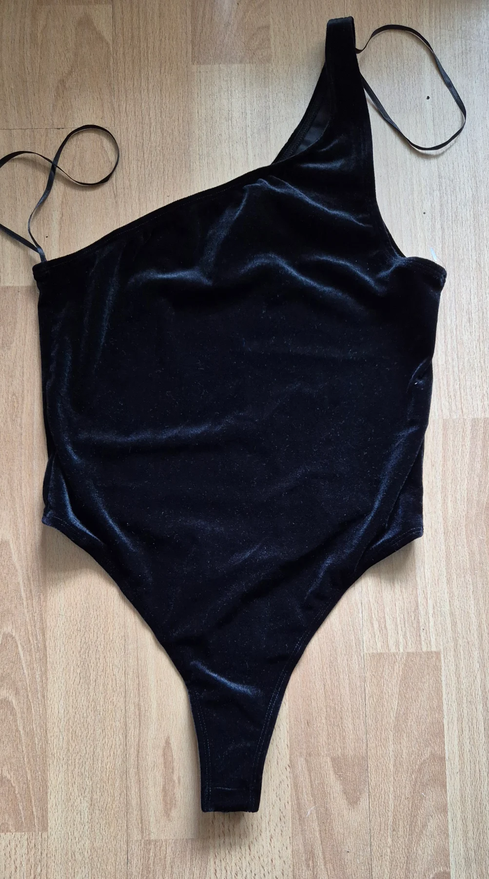 River island size 8 black one shoulder velvet bodysuit summer women new