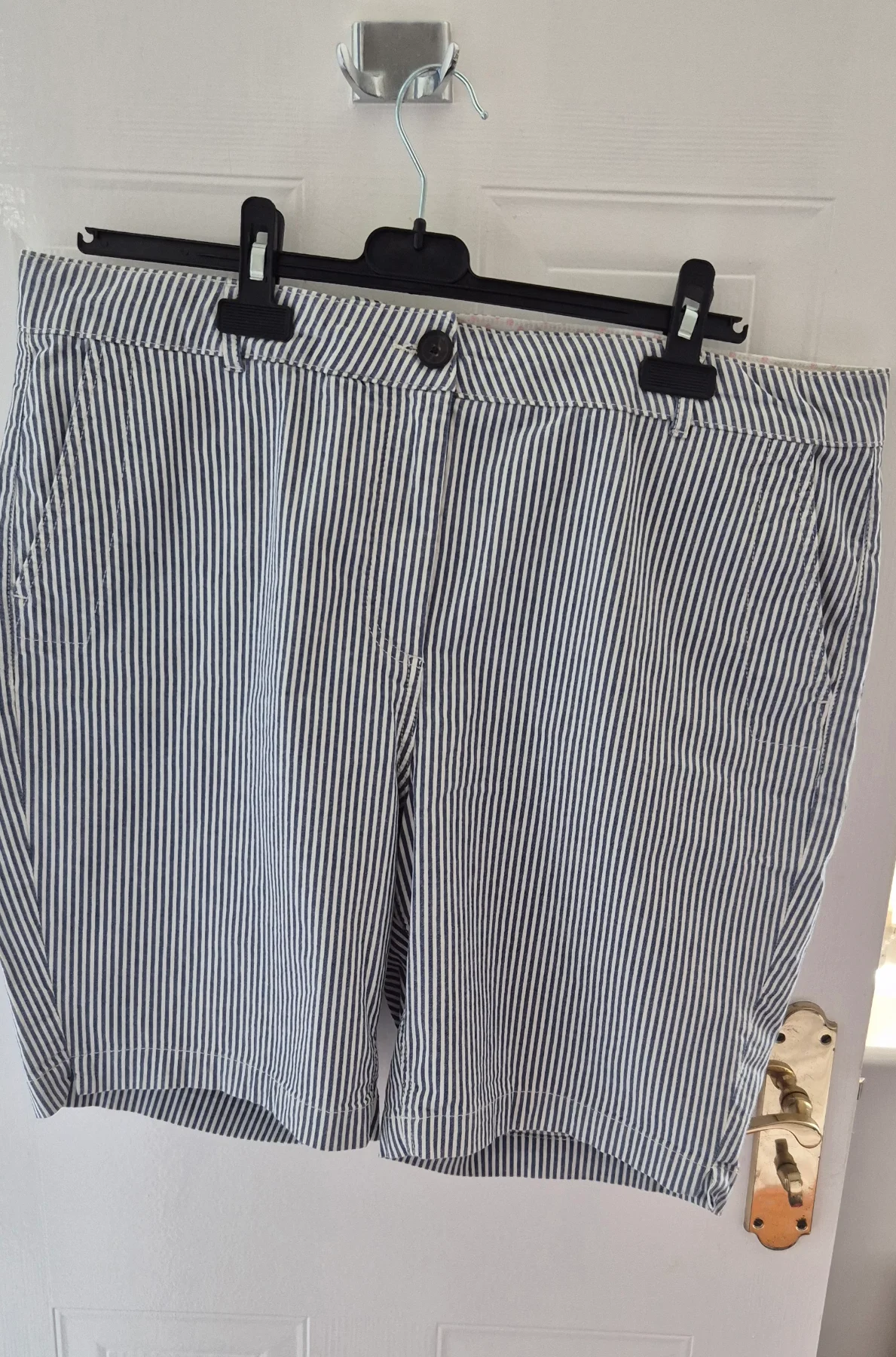 Boden size 20 blue white stripe cotton elastane summer shorts women new