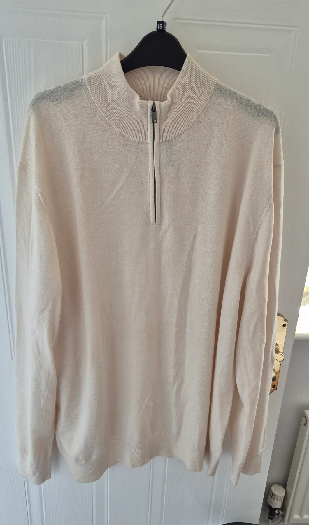 Charles Tyrwhitt Size XXL cream quar zip long sleeves wool shirt jumper new RRP£89