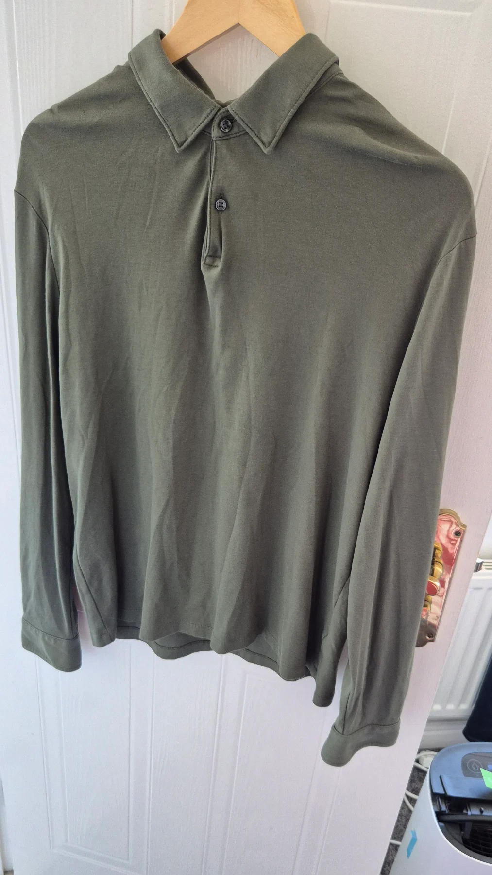 Charles Tyrwhitt size M khaki cotton collar long sleeves polo shirt new RRP£30