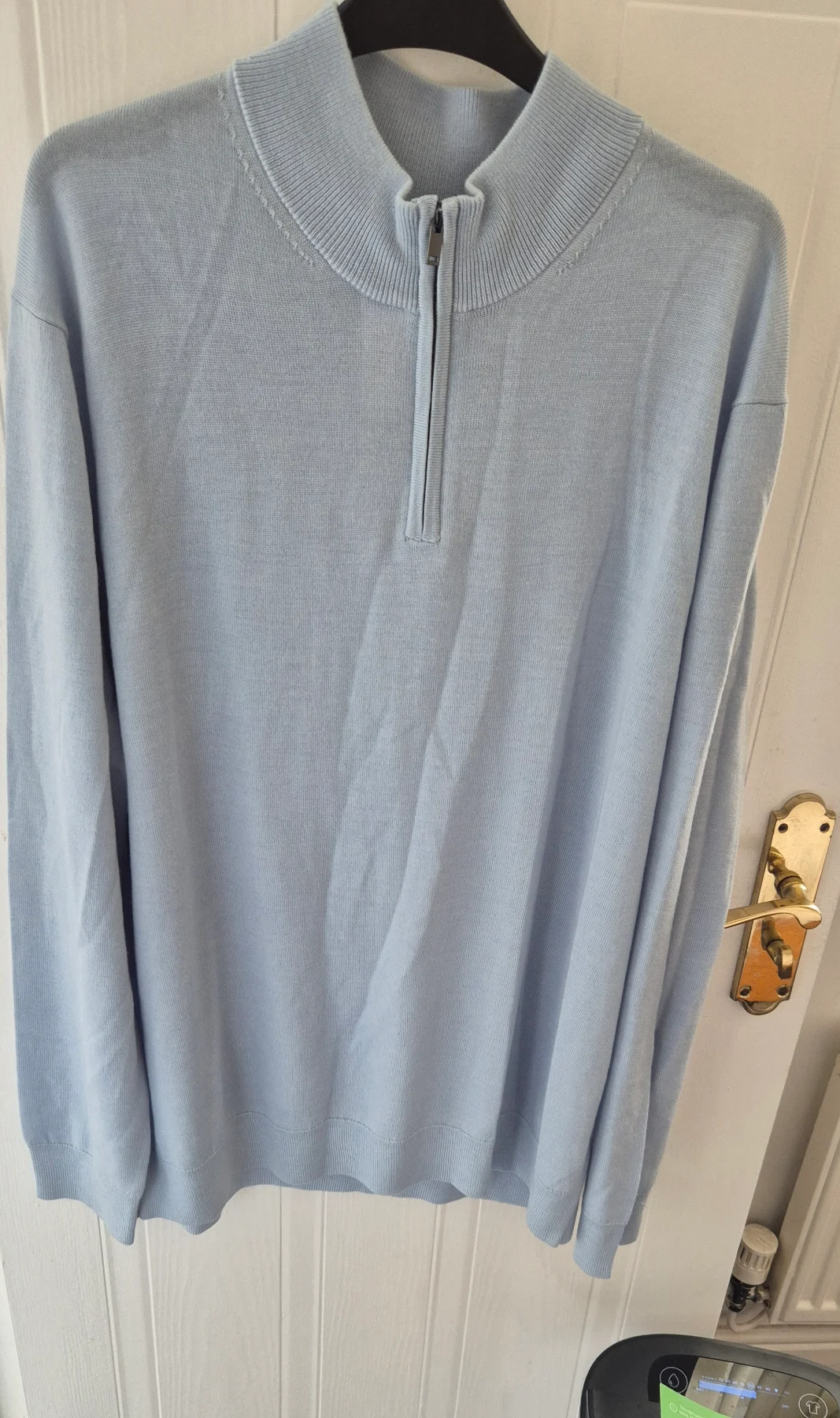 Rrp£89 Charles Tyrwhitt Size XXL blue quart zip long sleeves wool shirt jumper new