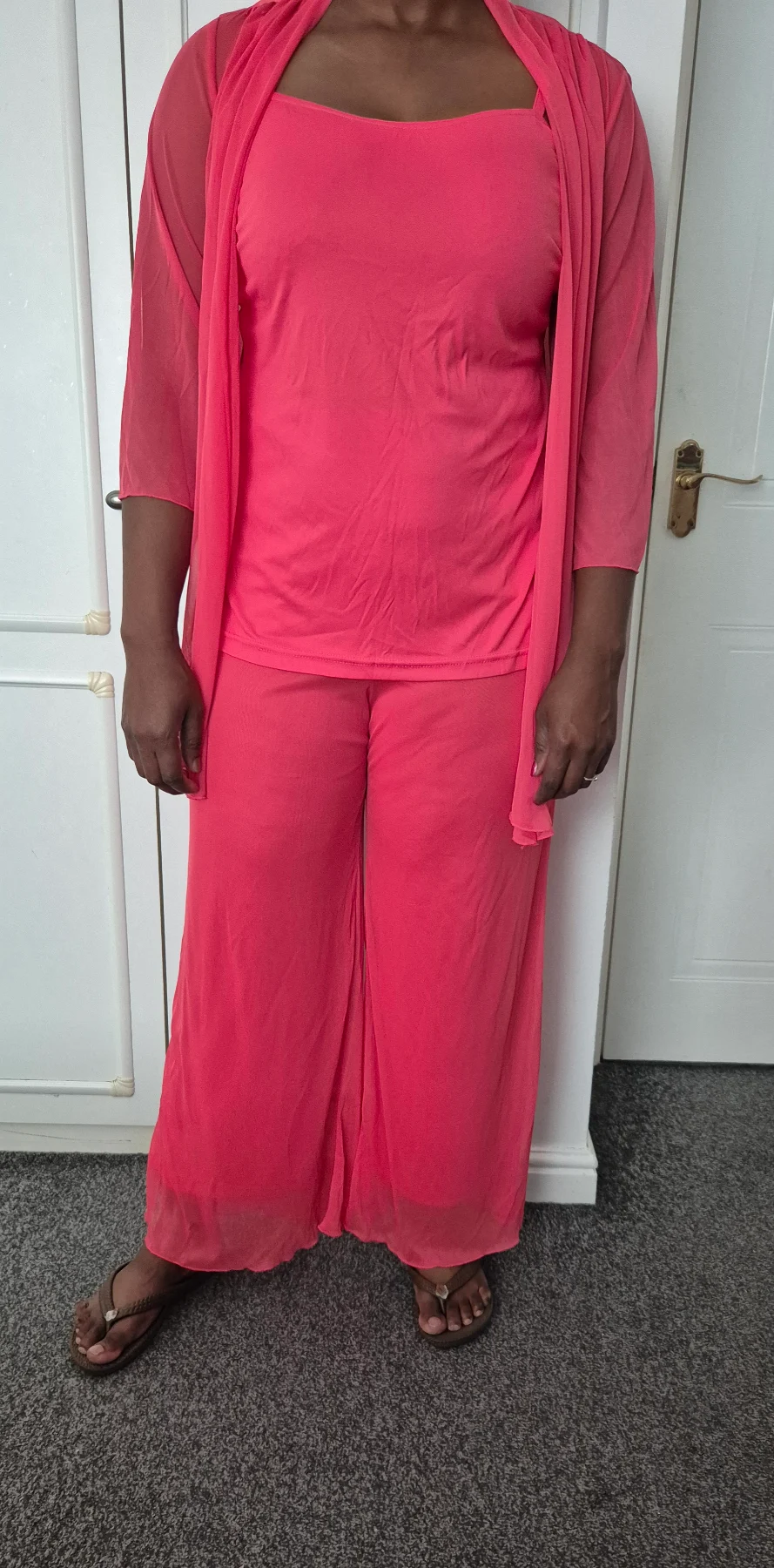 Joanna Hope size 14 pink coral set top light cardigan trousers summer women wedding guest new
