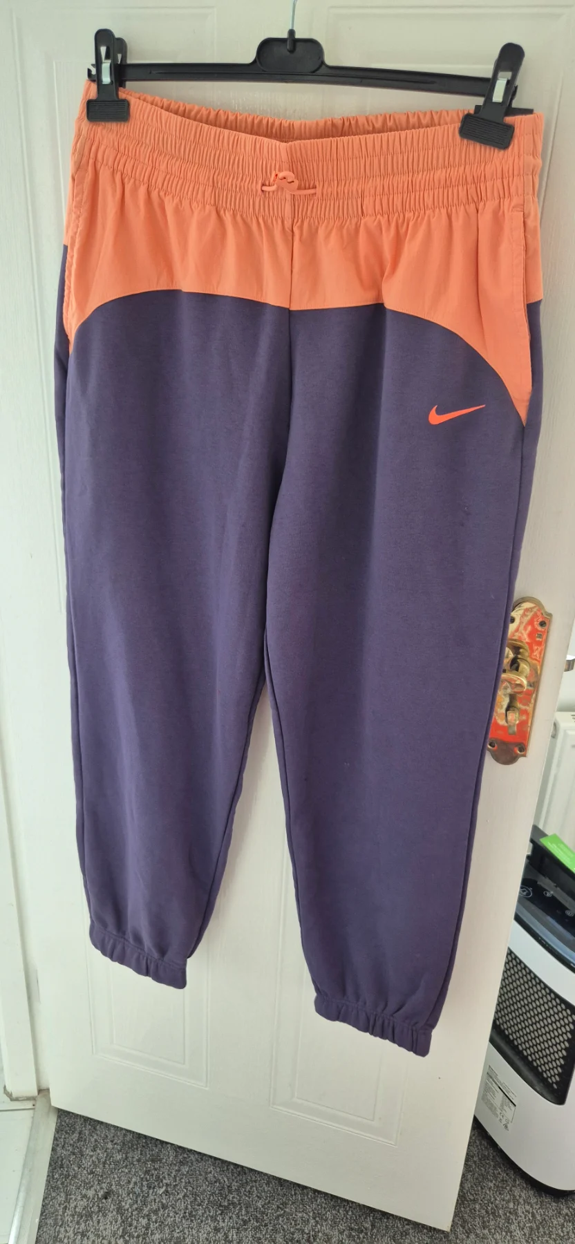 Nike size 14 navy orange drawstring waist pockets woman tracksuit bottom new oversized