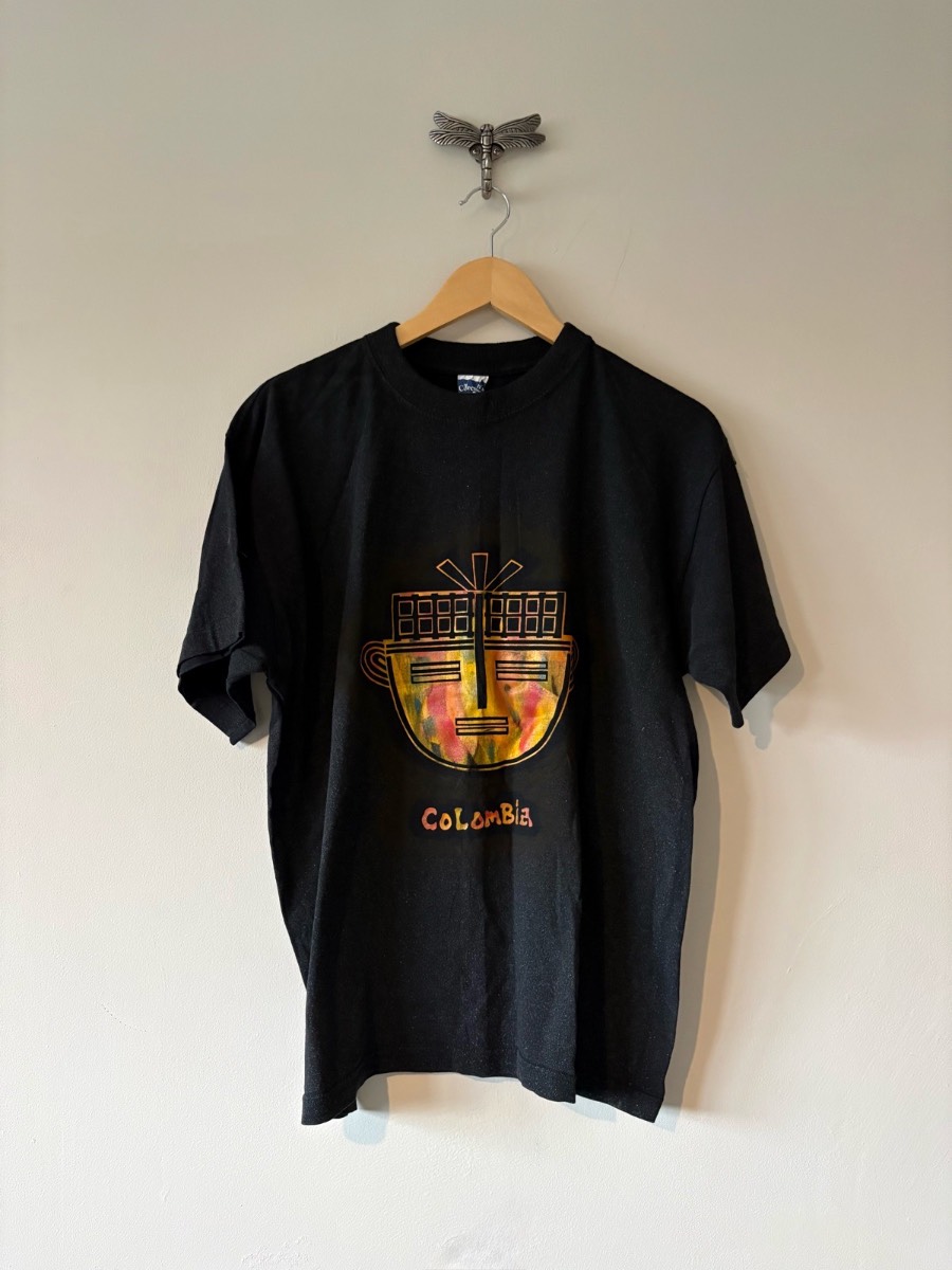 Collections T Shirt Dark Grey Marl Graphic Tee Large Colombian Mask Print