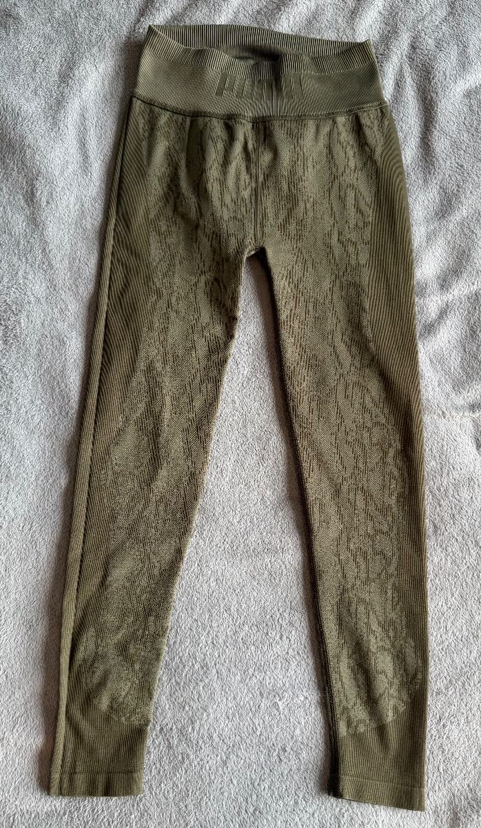 Puma FormKnit Seamless Snake Print Leggings Khaki Olive Women’s UK 8 Activewear