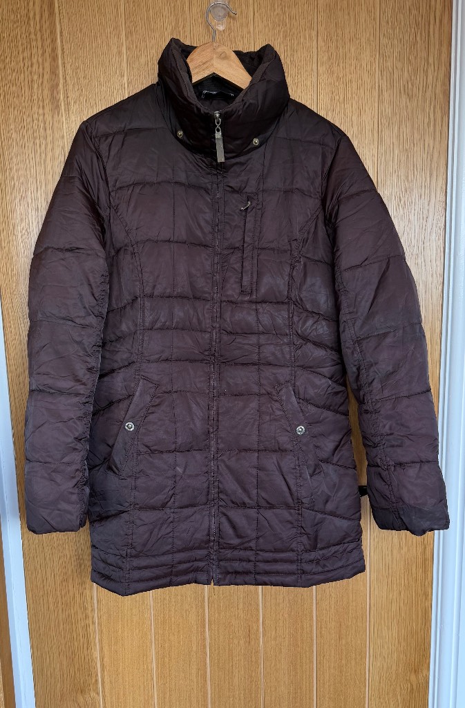 Nautica Quilted Puffer Jacket Brown Longline Coat Women’s XL