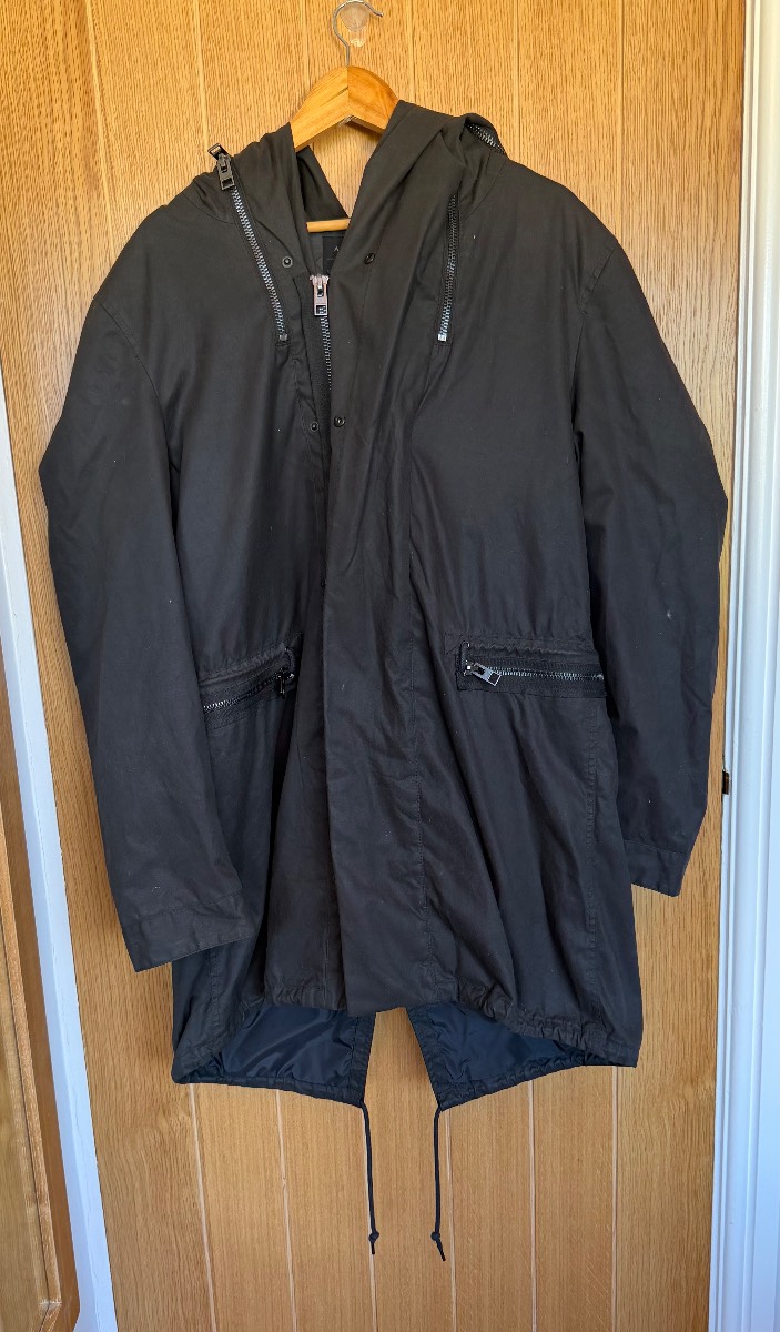 AllSaints Chilton Parka Black Hooded Jacket Medium