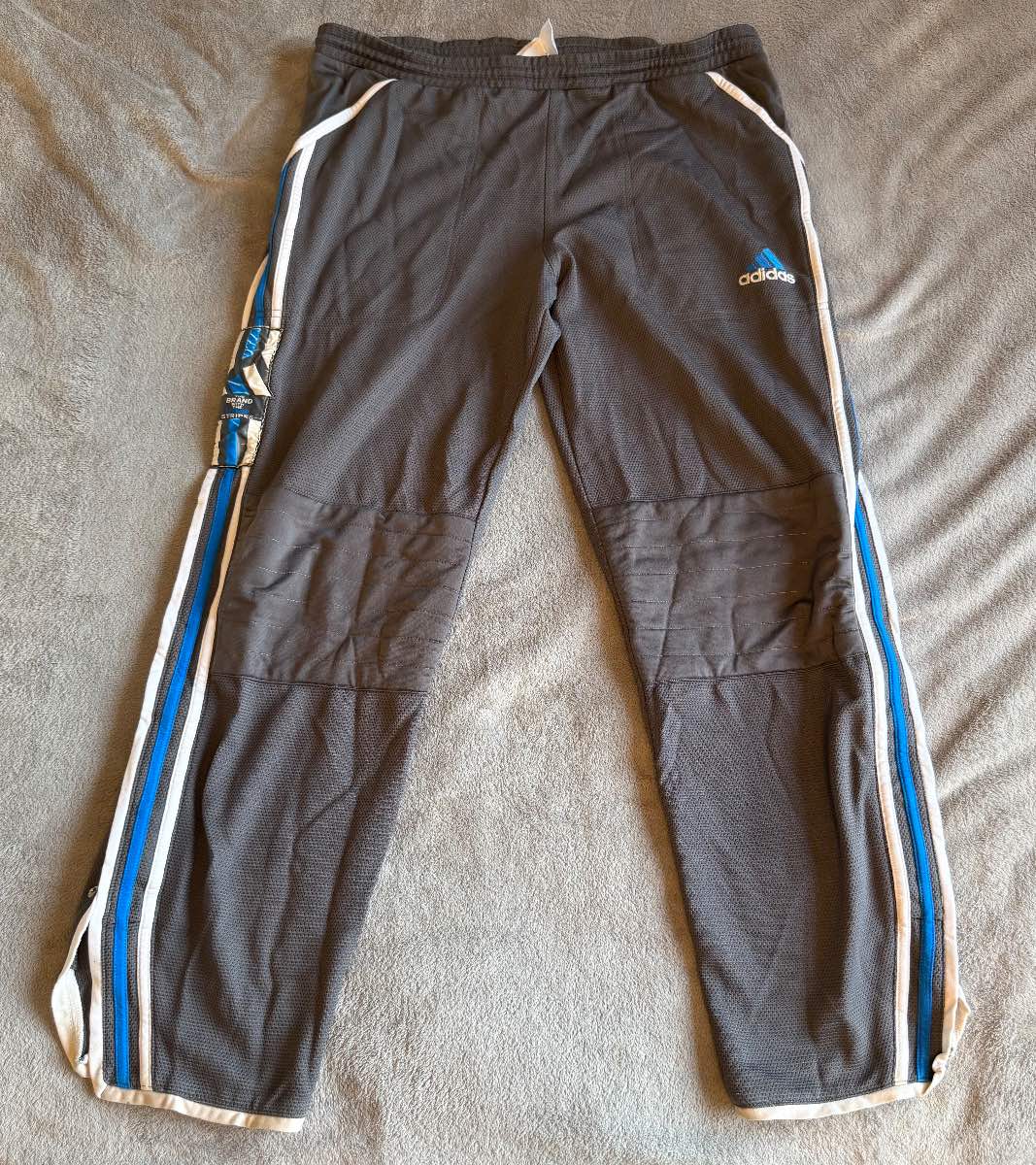 adidas Men’s Track Pants XL Grey Blue Zip Ankle Joggers