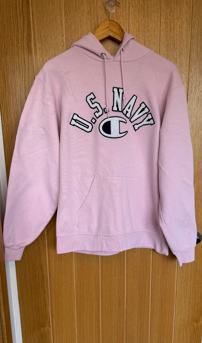 Champion U.S. Navy Pink Hoodie Medium Embroidered Logo